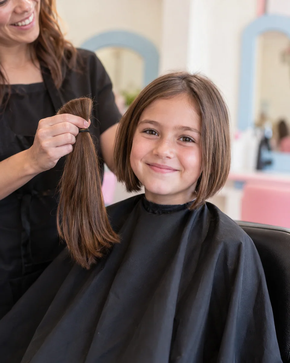 Donation & Haircut — illustrative salon photograph